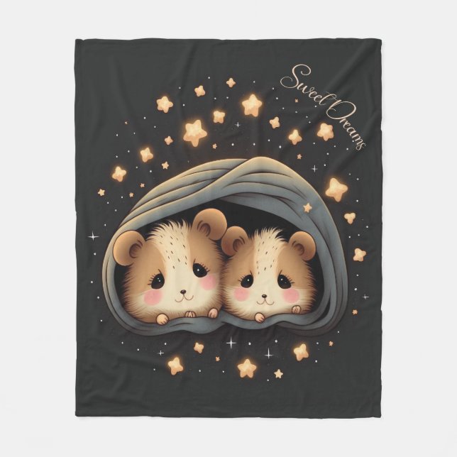 Sweet Dreams Cute Design Hamster Fleece Blanket (Front)