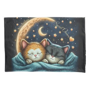 Sweet Dreams Cute Design Kitten Personalised Name Pillowcase