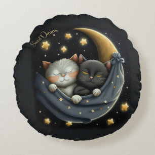 Sweet Dreams Cute Design Kitten Round Cushion