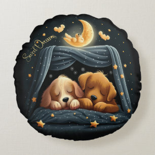 Sweet Dreams Cute Design Puppy Round Cushion