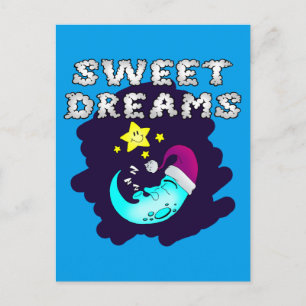 Sweet Dreams - Cute Moon Taking a Nap Postcard