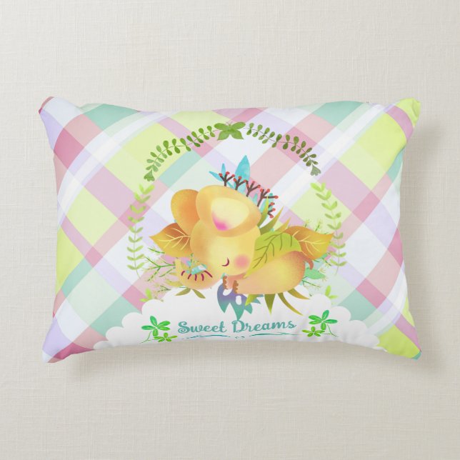 Sweet Dreams Elephant Baby Blanket Decorative Cushion (Front)