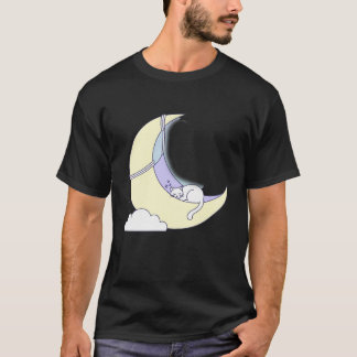 Sweet Dreams Feline: Minimalist Cat Sleeping T-Shirt