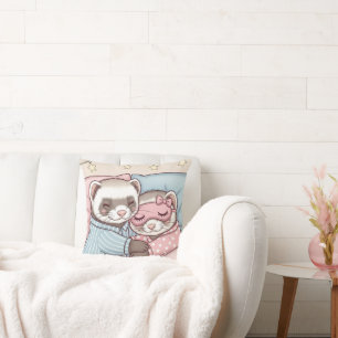 Sweet Dreams Ferret Couple Cute Pajamas Cushion