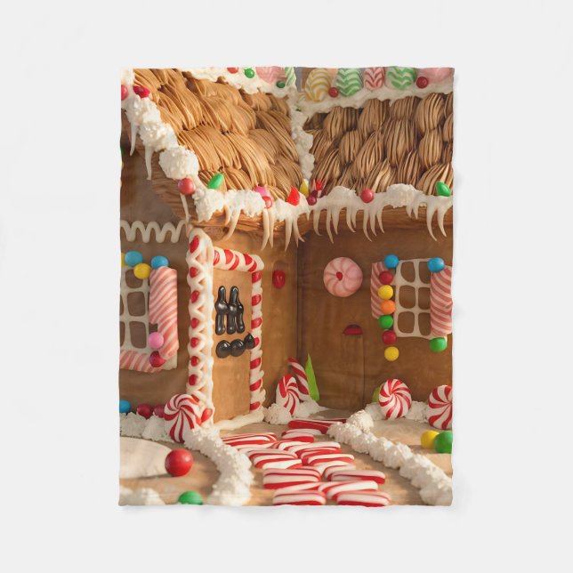 Sweet Dreams Gingerbread House Fleece Blanket (Front)