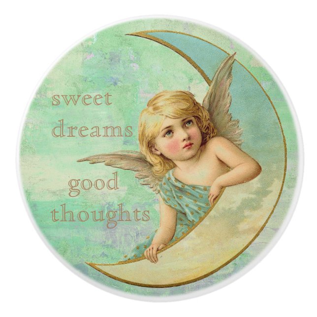 Sweet dreams, Good Thoughts Angel  Ceramic Knob (Front)