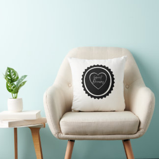 Sweet Dreams Heart Badge Minimalist Monochrome Cushion