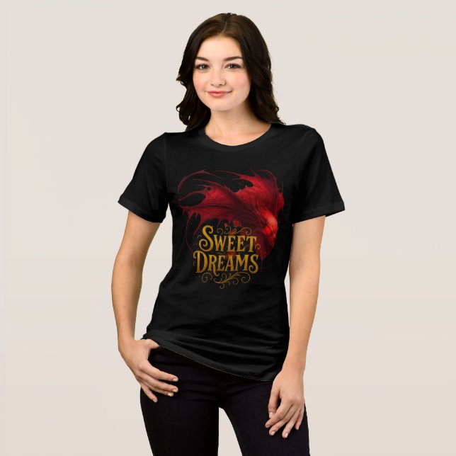 Sweet Dreams Horror Bat Artwork Tri-Blend Shirt (Front Full)