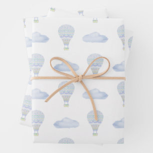 Sweet Dreams Hot Air Balloon Colourful Baby Shower Wrapping Paper Sheet