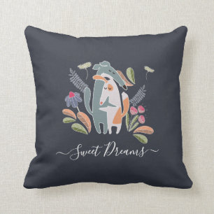 Sweet Dreams Hugging Dogs Floral Bedroom Cushion