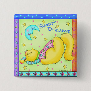 Sweet Dreams Kitty Button Badge