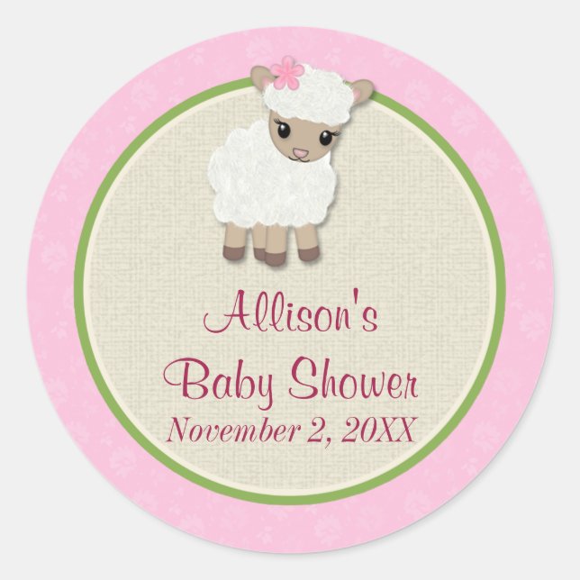 Sweet Dreams LAMB Baby Shower sticker SDK#1 (Front)