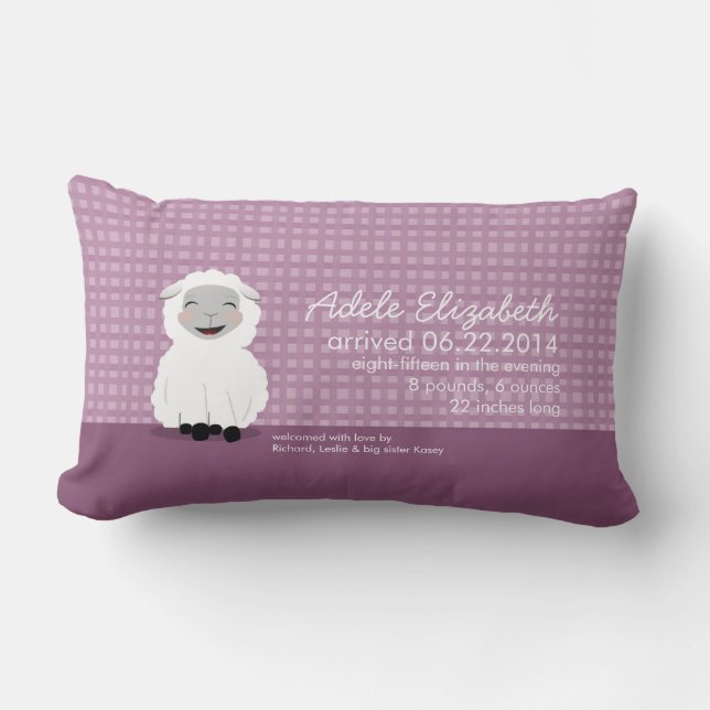 Sweet Dreams Lamb Purple Personalised Baby Pillow (Front)