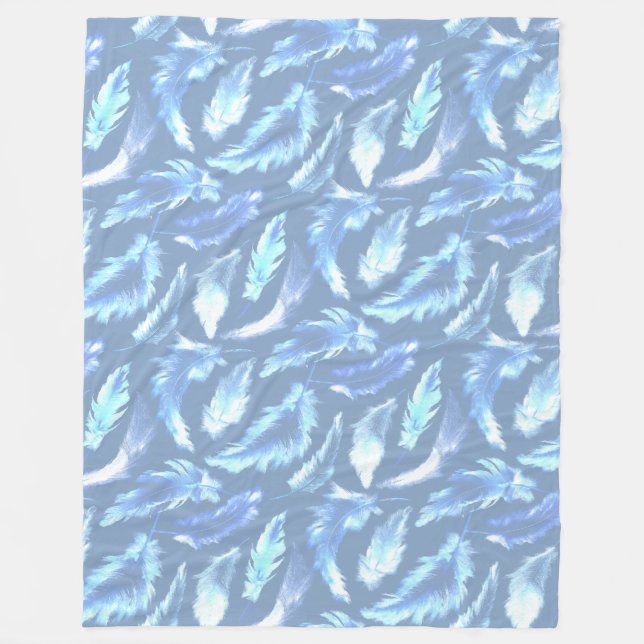 sweet dreams - light blue watercolor feathers : fleece blanket (Front)
