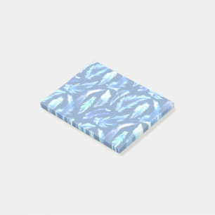 sweet dreams - light blue watercolor feathers : post-it notes