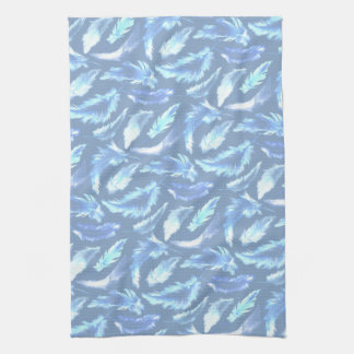 sweet dreams - light blue watercolor feathers : tea towel