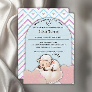 Sweet Dreams Little Lamb Cute Kawaii Baby Shower  Invitation