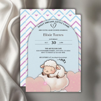Sweet Dreams Little Lamb Cute Kawaii Baby Shower  Invitation