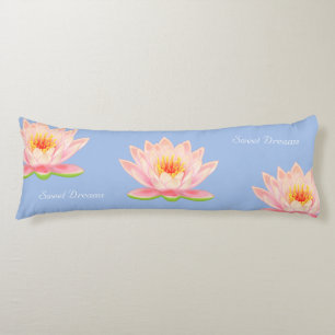 Sweet Dreams Lotus Flowers on Light Blue Body Cushion