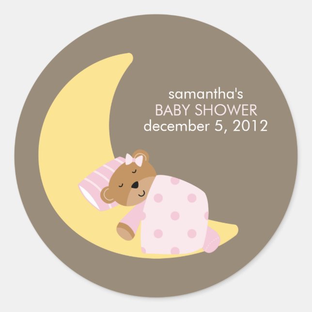 Sweet Dreams Lullaby Girl Baby Shower Stickers (Front)