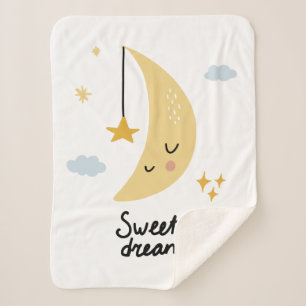Sweet Dreams Moon & Stars Sherpa Blanket
