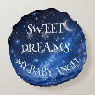 SWEET DREAMS MY BABY ANGEL, PERSONALIZED BABY GIFT ROUND CUSHION