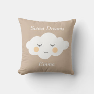 Sweet Dreams Name Sleepy Kawaii Cloud Pastel Cushion