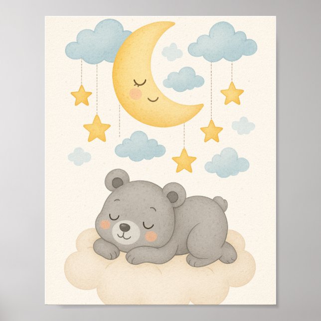 Sweet Dreams Nursery Wall Art Set – Moon, Bear (Front)