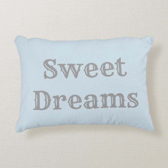 Sweet Dreams Pillow - Light Blue & Grey (Front)