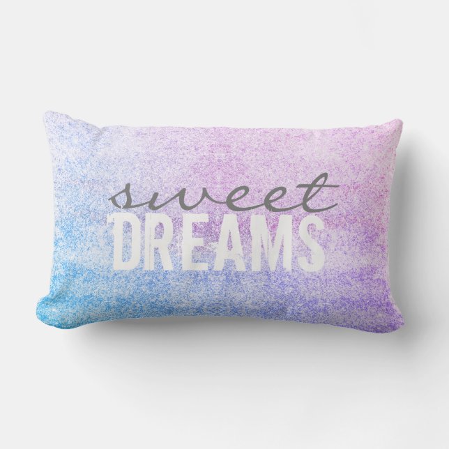 sweet dreams pillow quote on speckled blue purple (Front)