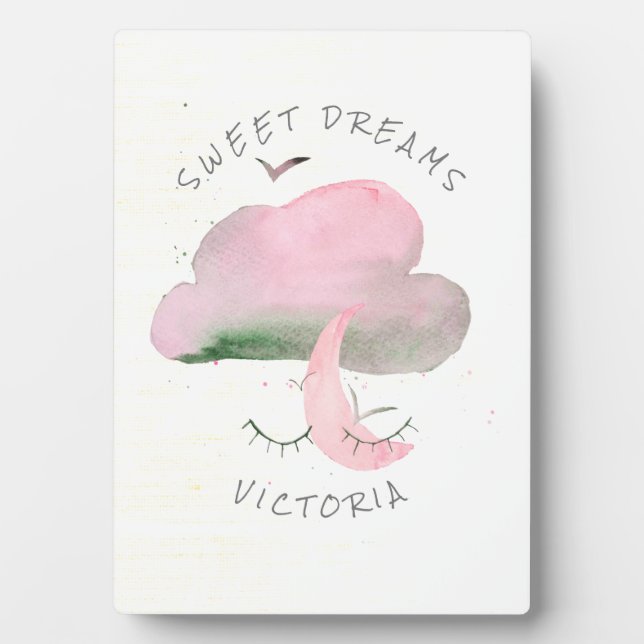 Sweet Dreams Pink Cloud & Moon Nursery  Plaque (Front)