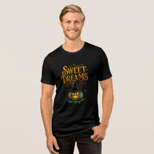 Sweet Dreams Pumpkin Witch Art Tri-Blend Shirt