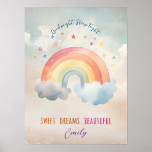 sweet dreams rainbow kids nursery poster
