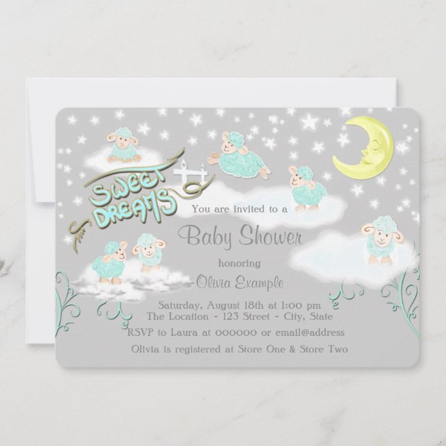 Sweet Dreams Sheep Baby Shower Invitation (Front)