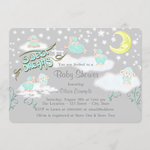 Sweet Dreams Sheep Baby Shower Invitation