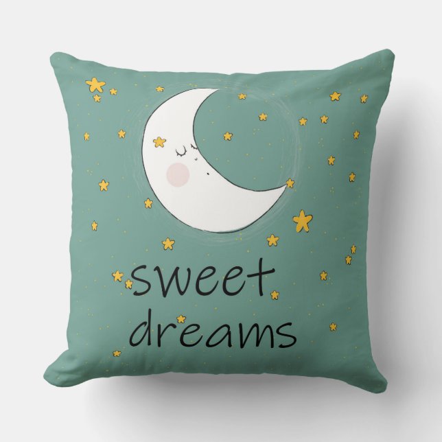 Sweet Dreams Sleeping Moon Cushion (Front)