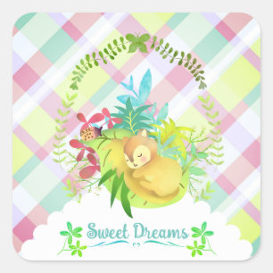 Sweet Dreams Squirrel Baby  Square Sticker