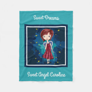 Sweet Dreams Sweet Angel, Personalised Fleece Blanket
