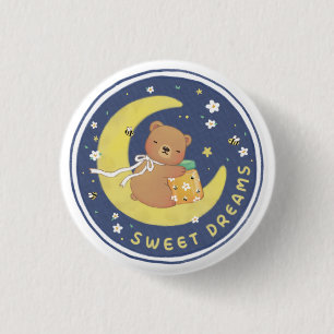 Sweet Dreams: Teddy Bear & Honey Illustration 3 Cm Round Badge
