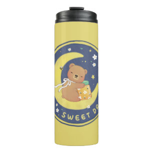 Sweet Dreams: Teddy Bear & Honey Illustration Thermal Tumbler