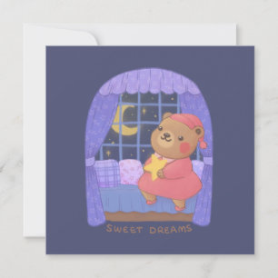 Sweet Dreams: Teddy Bear Illustration Thank You Card