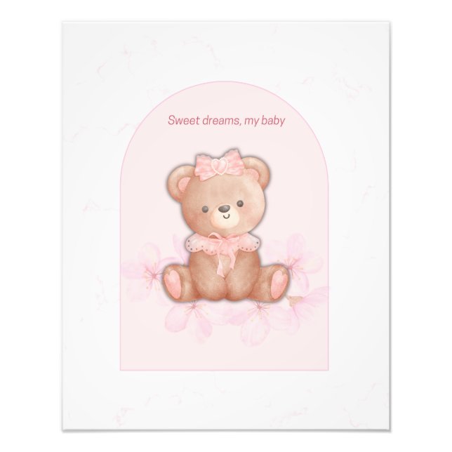 Sweet Dreams Teddy Bear Print | Baby Girl Nursery  (Front)