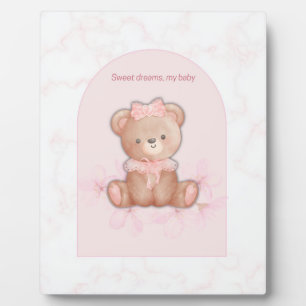 Sweet Dreams Teddy Bear Print   Baby Girl Nursery  Plaque
