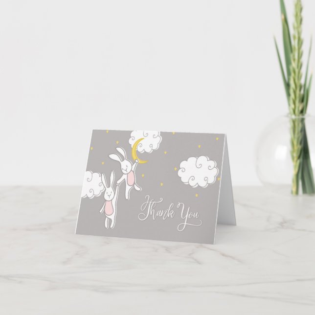 Sweet Dreams Twin Bunny Thank You Card (Front)