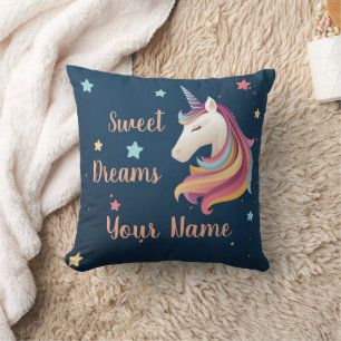 Sweet dreams unicorn stars personalised cushion
