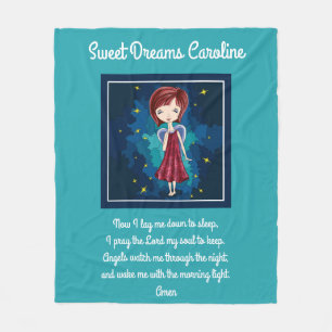 Sweet Dreams w/ Prayer, personalised Fleece Blanket