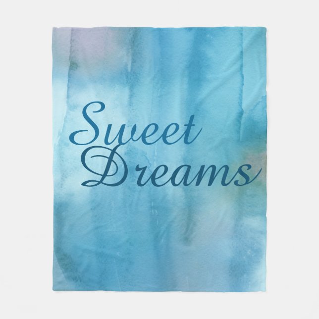 Sweet Dreams Watercolor Fleece Blanket (Front)