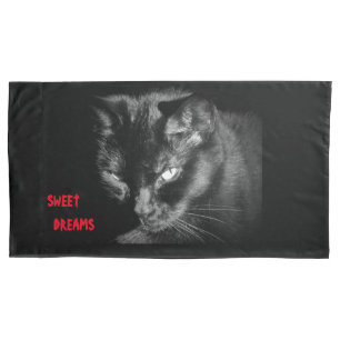 Sweet Dreams with The Black Cat Icy Stare Pillowcase