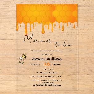 Sweet Dripping Honeycomb Mama-to-bee Baby Shower Acrylic Invitations