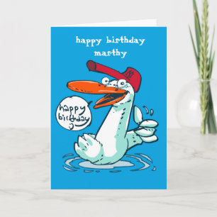 sweet duck birthday message cartoon card